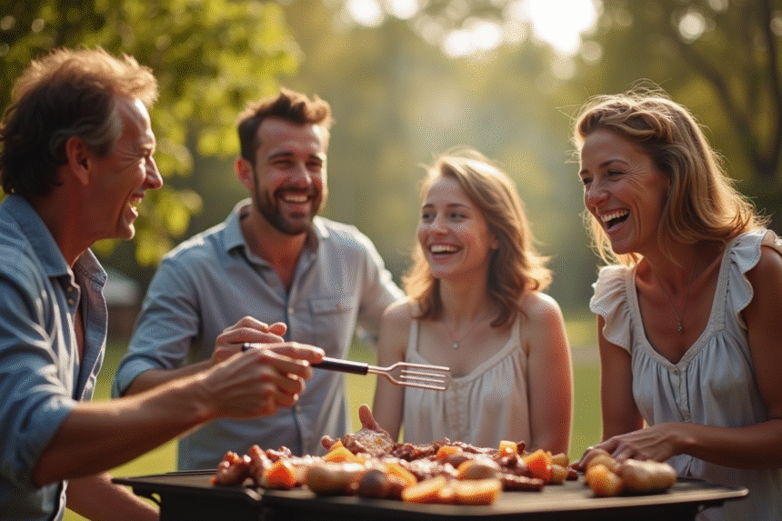 Fête barbecue en plein air en Australie avec famille