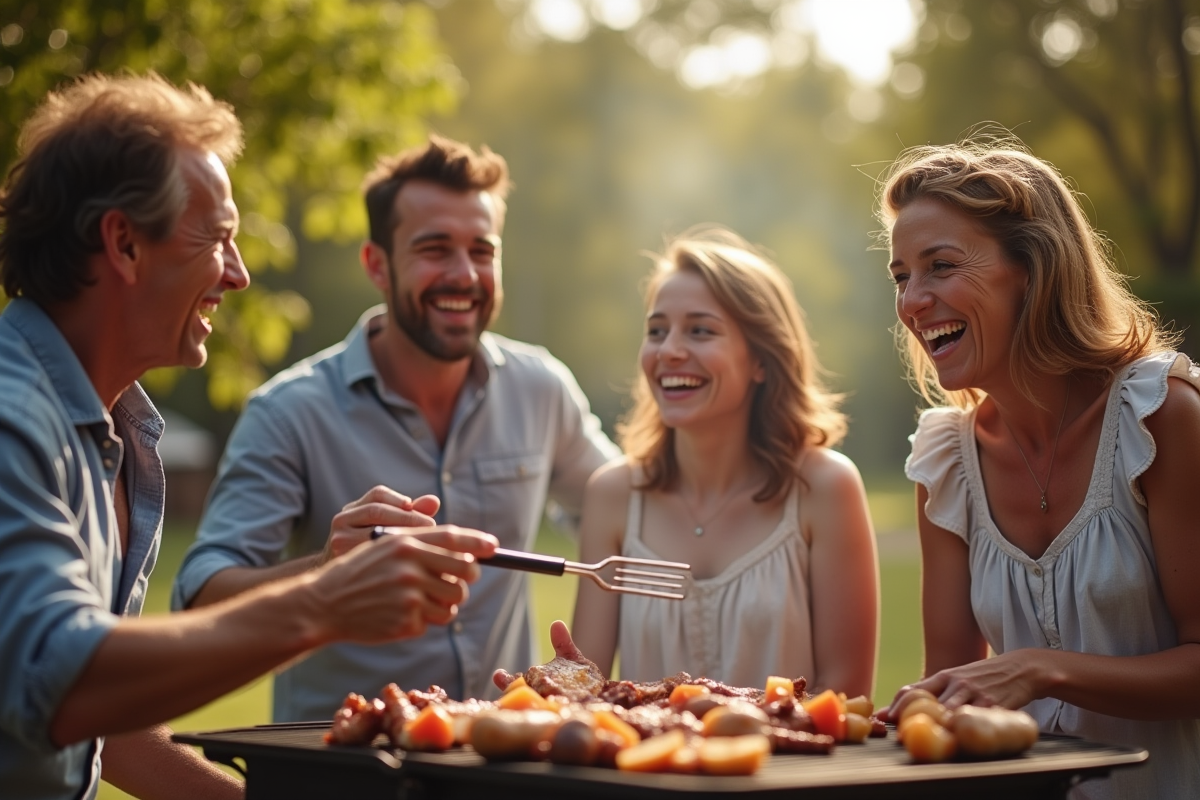 Fête barbecue en plein air en Australie avec famille