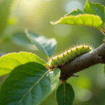Raisin de pommier avec des chenilles sur les feuilles en plein jour