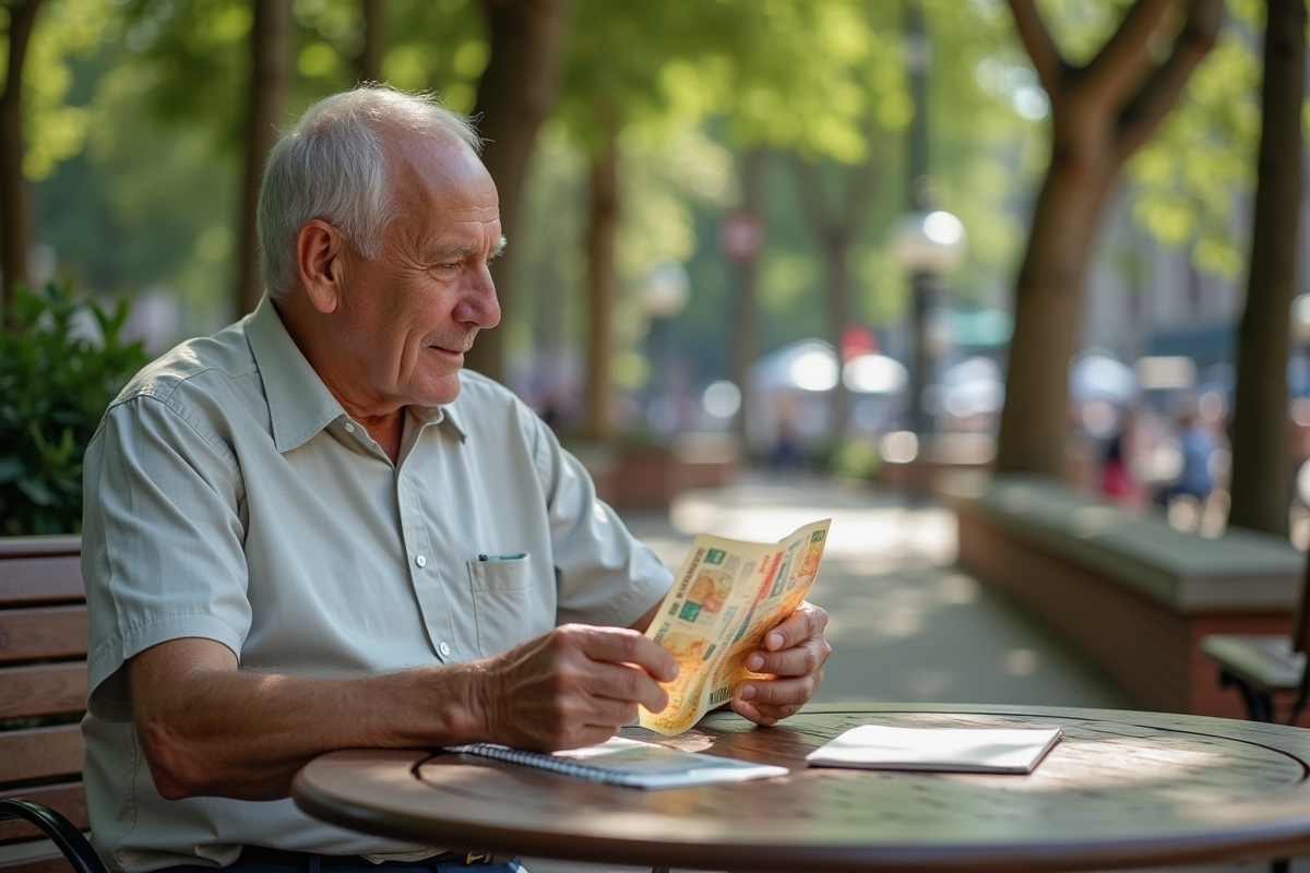Homme âgé compte de l