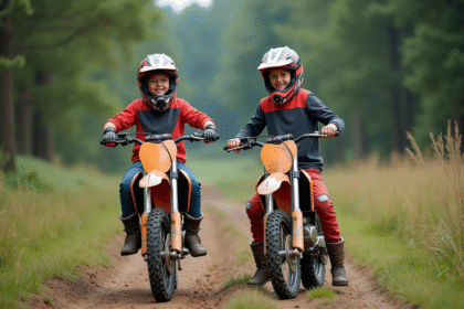 Adolescents en motocross avec leurs motos tout-terrain