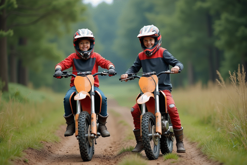 Adolescents en motocross avec leurs motos tout-terrain