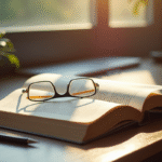 Livre de droit français ouvert sur un bureau moderne avec lunettes