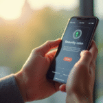 Mains tenant un smartphone avec code de sécurité