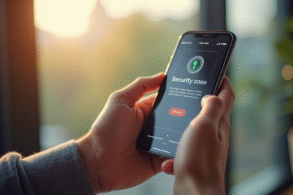 Mains tenant un smartphone avec code de sécurité