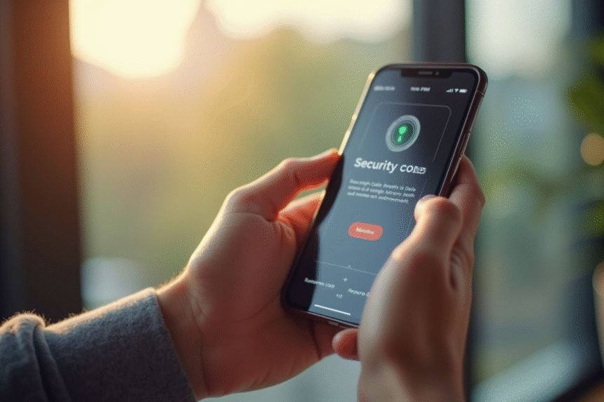 Mains tenant un smartphone avec code de sécurité