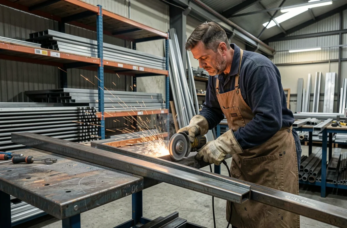Serrurier-métallier de SMCM travaillant dans un atelier industriel en Isère