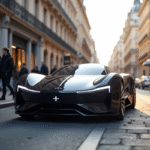 Voiture française moderne dans Paris avec design futuriste